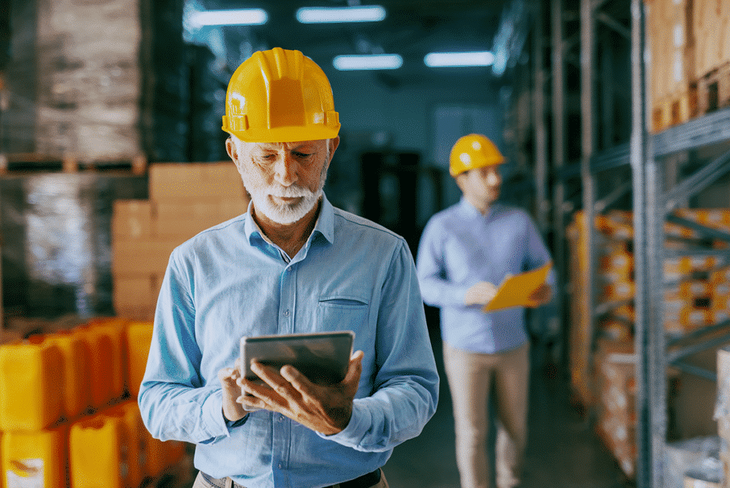 Field manager using tablet to record inventory and procedures