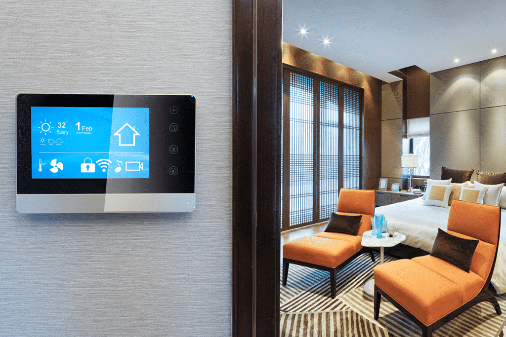 Custom smart controller installed to home wall to automate house equipment