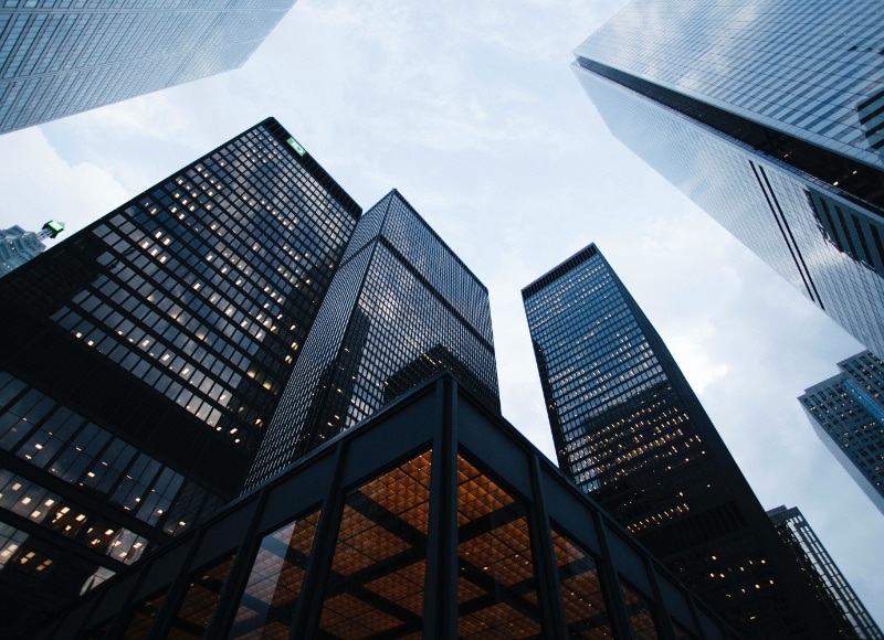View of skyscapers from the ground
