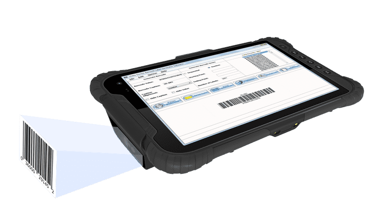 Industrial rugged tablet PC with integrated barcode scanner with built-in android