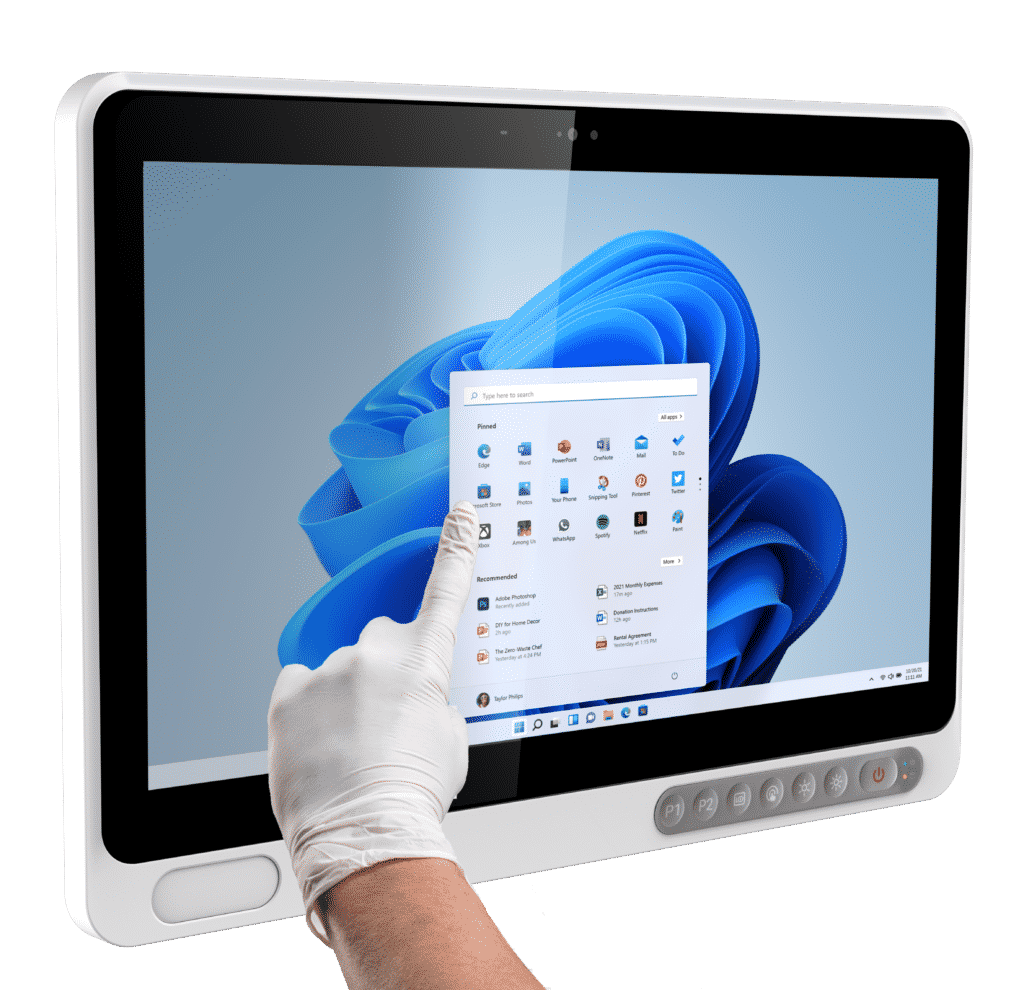 EM-2100 medical panel PC with glove touch and wet touch capable touch screen