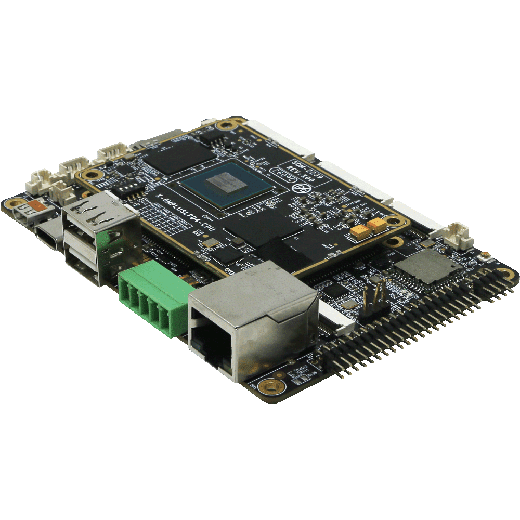 EMB-2239 Pico-ITX embedded board front ports angled left without dual gigabit module.